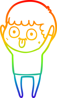 Gökkuşağı gradyan çizgi çizimi bir insan tarafından çizilmiş bir karikatür adam