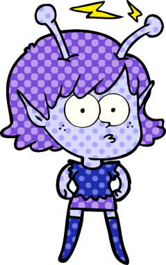 Bir insan tarafından çizilmiş uzaylı kız.