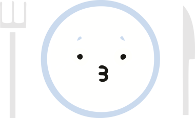 Bir insan tarafından çizilmiş yemek tabağının düz renkli retro karikatürü