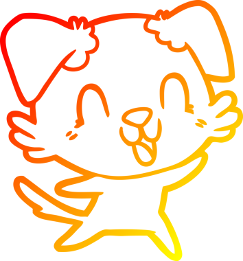 Bir insan tarafından çizilmiş gülen çizgi film köpeğinin sıcak çizgi çizgisi.