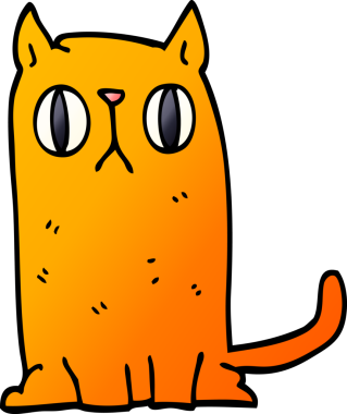 Bir insan tarafından çizilmiş komik bir kedi.