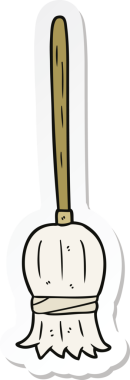 Bir insan tarafından çizilmiş bir süpürge çıkartması.