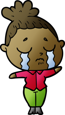 Bir insan tarafından çizilmiş ağlayan kadın çizgi filmi.