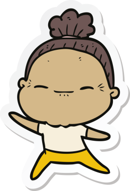 Bir insan tarafından çizilmiş barışçıl yaşlı bir kadının çıkartması.