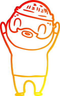 Bir insan tarafından çizilmiş sakallı bir adamın sıcak çizgi çizimi.