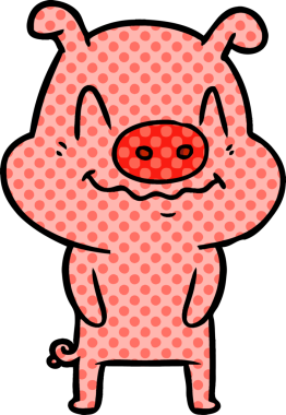 Bir insan tarafından çizilmiş sinirli çizgi film domuzu.