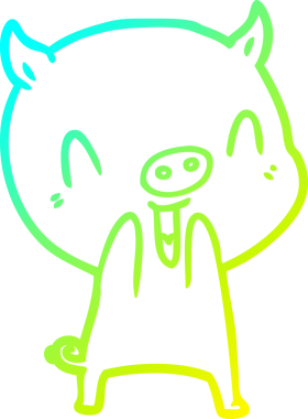 Bir insan tarafından çizilmiş mutlu çizgi film domuzu çizimi.