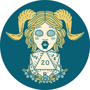 Retro Dövme Biçimi Bir insan tarafından çizilmiş doğal yirmi zar atışıyla düzenleme