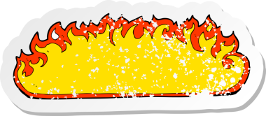 Bir insan tarafından çizilmiş karikatür ateş sınırının gerilemiş etiketi.