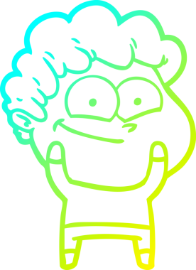 Bir insan tarafından çizilmiş mutlu bir adamın soğuk çizgi çizimi.