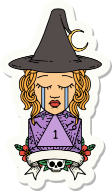 Bir insan tarafından çizilmiş doğal bir rulo ile ağlayan bir insan cadının çıkartması.