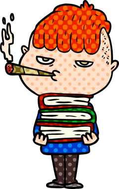 Bir insan tarafından çizilmiş sigara içen karikatürist.