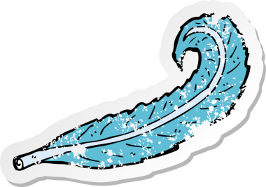 Bir insan tarafından çizilmiş karikatür tüyünün gerilmiş yapıştırması.