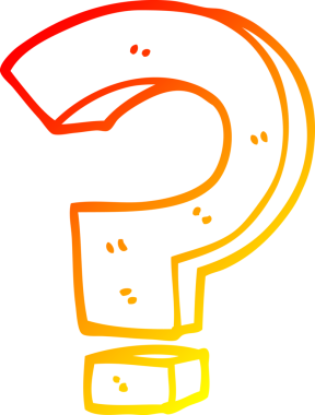 Bir insan tarafından çizilmiş bir çizgi film soru işaretinin sıcak gradyan çizgisi