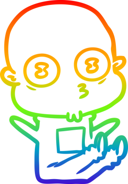 Gökkuşağı gradyan çizgi çizimi Bir insan tarafından çizilmiş garip kel uzay adamı