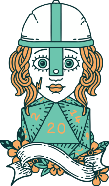 Retro Dövme Tarzı İnsan Dövüşçüsü Bir insan tarafından çizilmiş 20 zar atışıyla