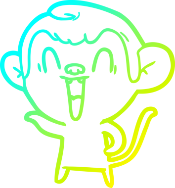 Bir insan tarafından çizilmiş gülen maymun çizgi çizimi.