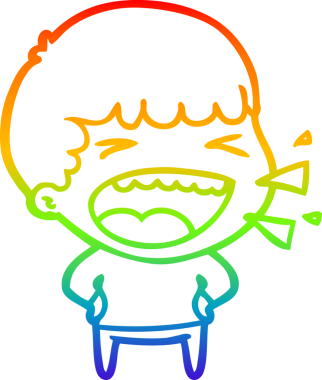 Gökkuşağının gradyan çizimi bir insan tarafından çizilmiş gülen bir adamın çizimi.