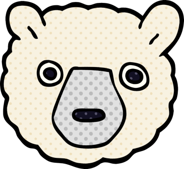 Bir insan tarafından çizilmiş kutup ayısı yüzü.