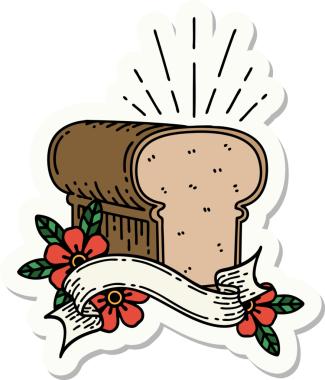 Bir insan tarafından çizilmiş bir somun ekmek dövmesi çıkartması.