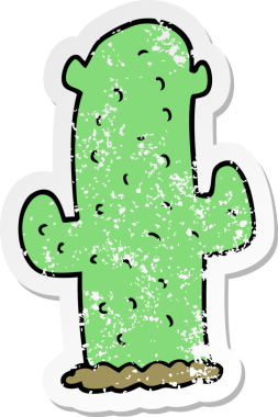 Bir insan tarafından çizilmiş bir kaktüsün sıkıntılı çıkartması.