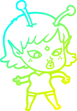 Bir insan tarafından çizilmiş güzel bir uzaylı kız çizimi.