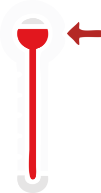 Bir insan tarafından çizilmiş sıcak termometrenin düz renk retro karikatürü