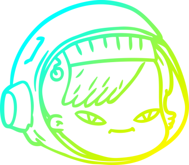 Bir insan tarafından çizilmiş soğuk gradyan çizgili astronot yüzü.