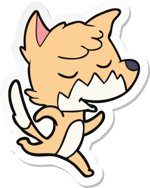 Bir insan tarafından çizilmiş dost canlısı bir tilkinin çıkartması.