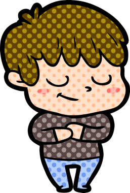 Bir insan tarafından çizilmiş mutlu çizgi film çocuğu.