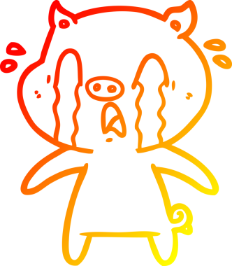 Bir insan tarafından çizilmiş, ağlayan bir domuz çizgi filmi.