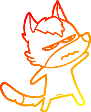 Bir insan tarafından çizilmiş kızgın bir kurdun sıcak çizgi çizimi.