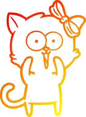 Bir insan tarafından çizilmiş çizgi film kedisinin sıcak çizgi çizimi