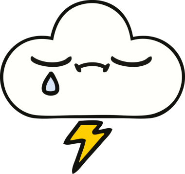 Bir insan tarafından çizilmiş güzel bir gök gürültüsü bulutu karikatürü