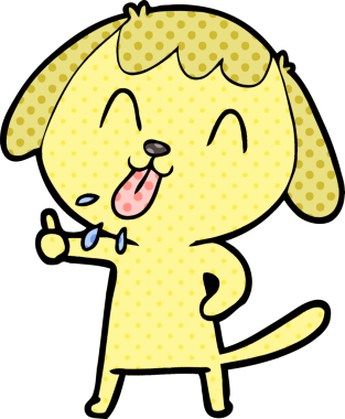 Bir insan tarafından çizilmiş şirin bir çizgi film köpeği.