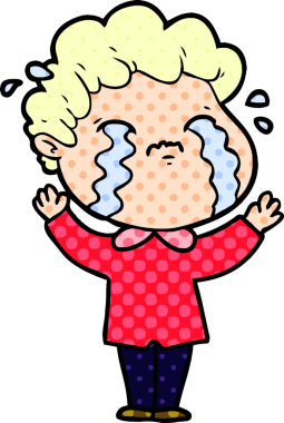 Bir insan tarafından çizilmiş ağlayan çizgi film adamı.