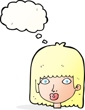 Bir insan tarafından çizilmiş düşünce balonlu bir karikatür.