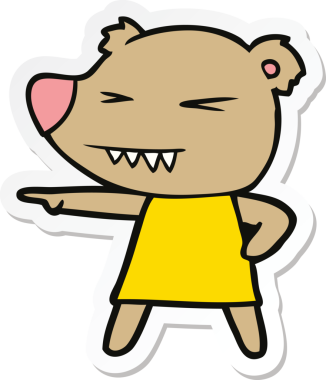 Bir insan tarafından çizilmiş ayı çizgi filminin çıkartması.