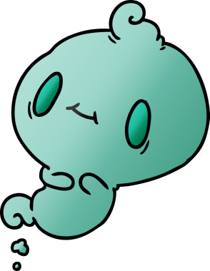 Bir insan tarafından çizilmiş kawai sevimli bir hayaletin gradyan çizimi