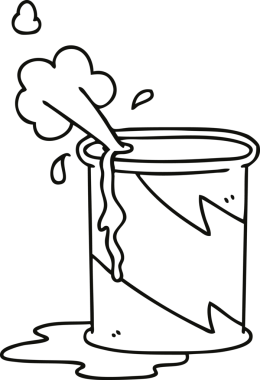 Bir insan tarafından çizilen tuhaf çizgi film patlayan yağ kutusu.