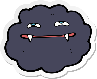 Bir insan tarafından çizilmiş karikatür vampir bulutu çıkartması.