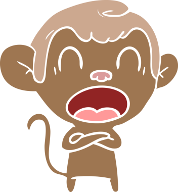 Bir insan tarafından çizilmiş düz renkli çizgi film maymunu