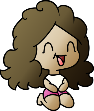 Bir insan tarafından çizilen serbest çizim gradyan tatlı kawaii mutlu kız.