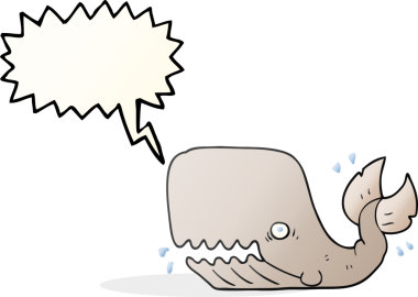 Bir insan tarafından çizilmiş serbest konuşma balonu karikatürü kızgın balina