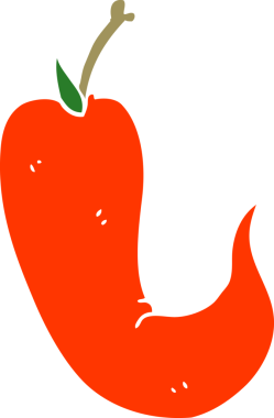 Bir insan tarafından çizilmiş kırmızı acı biber.
