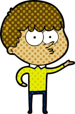 Bir insan tarafından çizilmiş meraklı bir çocuk.