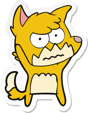 Bir insan tarafından çizilmiş, kızgın tilki çıkartması.