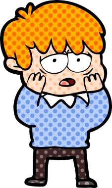 Bir insan tarafından çizilmiş bitkin çocuk çizgi filmi.