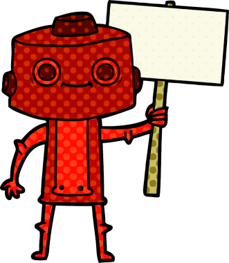 Bir insan tarafından çizilmiş çizgi film robotu