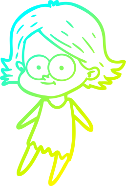 Bir insan tarafından çizilmiş mutlu çizgi film kızı çizimi.